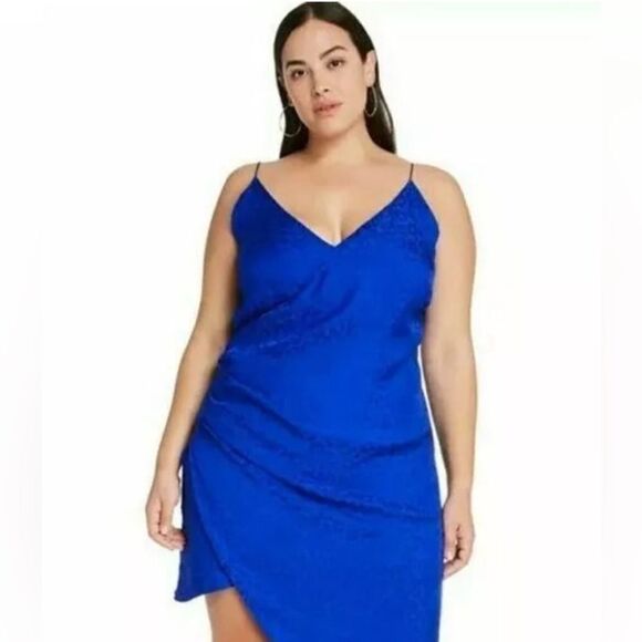 Cushnie x Target Slip Dress Leopard Satin Surplice Asymmetric Hem Strappy 20W - Picture 1 of 10